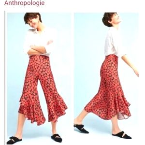 EttTwa by Anthropologie wide leg ruffle crop pants